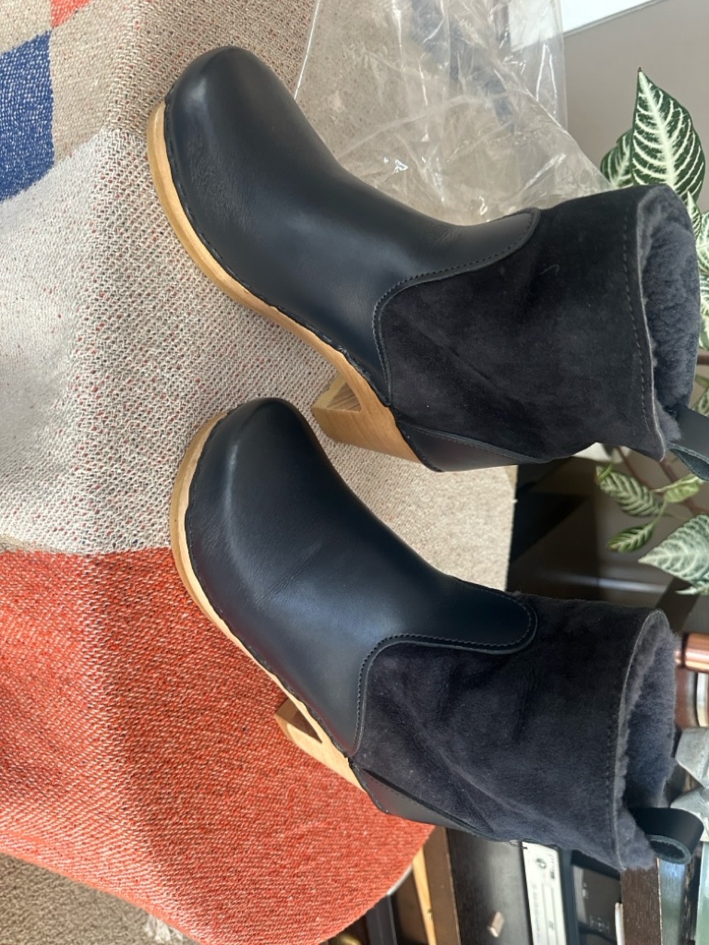 NO.6 STORE Navy Leather & Suede Clog Boots - Picture 3 of 9